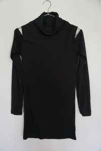 Czarna sukienka tunika z golfem M 38 sweter sweterek golf długi rękaw