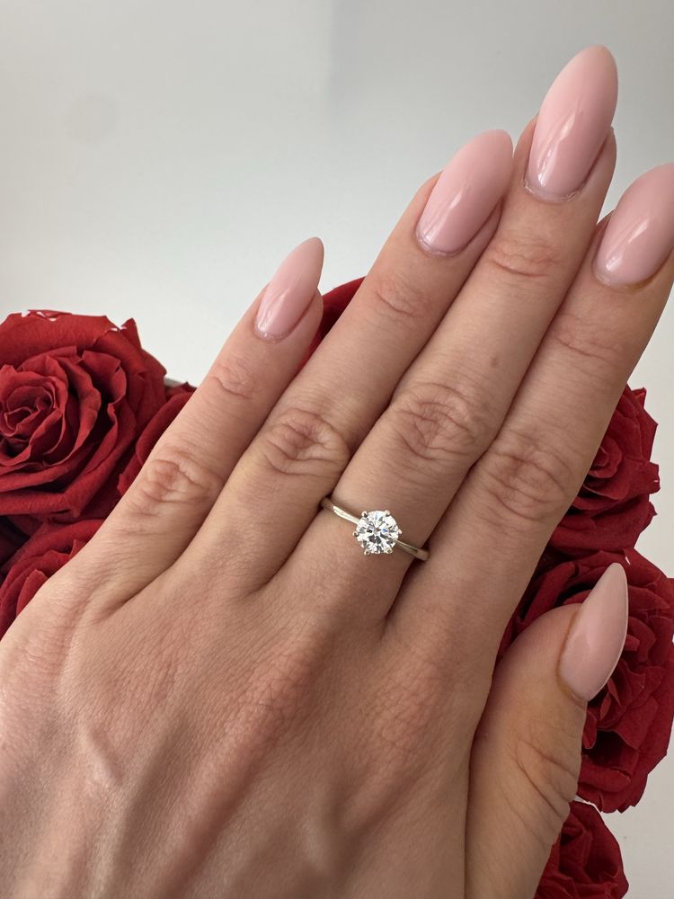 Pierścionek z diamentem, 0,73 ct VVS2 D, białe złoto, z brylantem