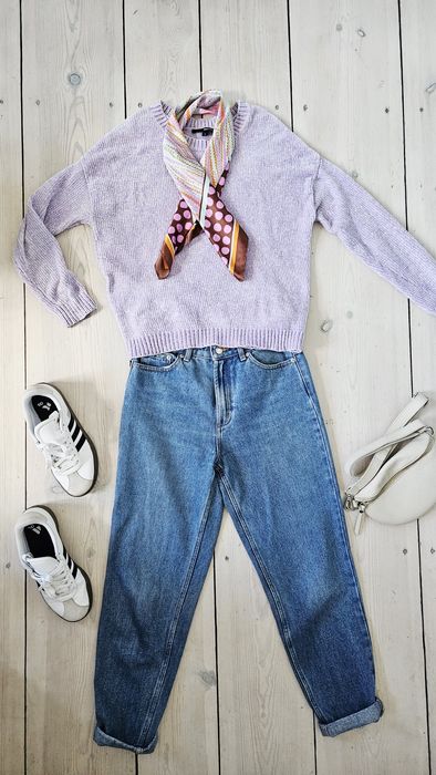 Jesienny sweterek sweter fioletowy lila S 36