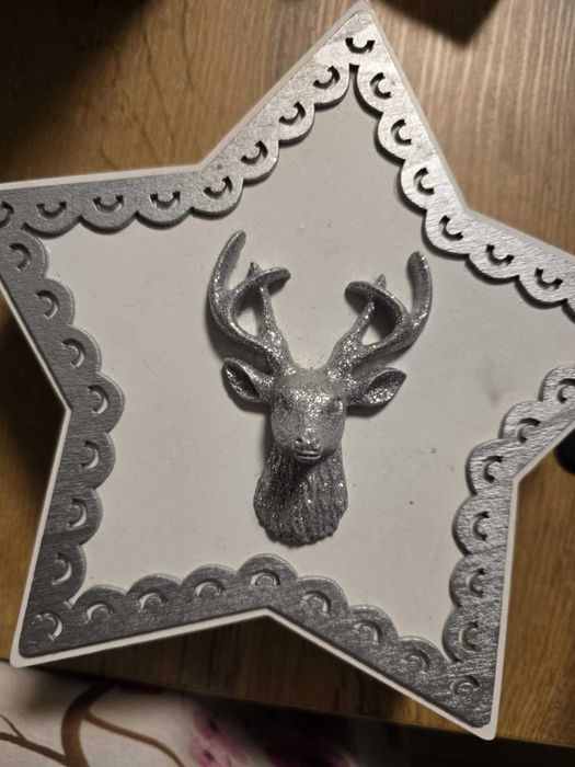 szkatułka pudełko dekoracyjne GWIAZDA JELEŃ Art-Pol 20x20x8cm stan bdb