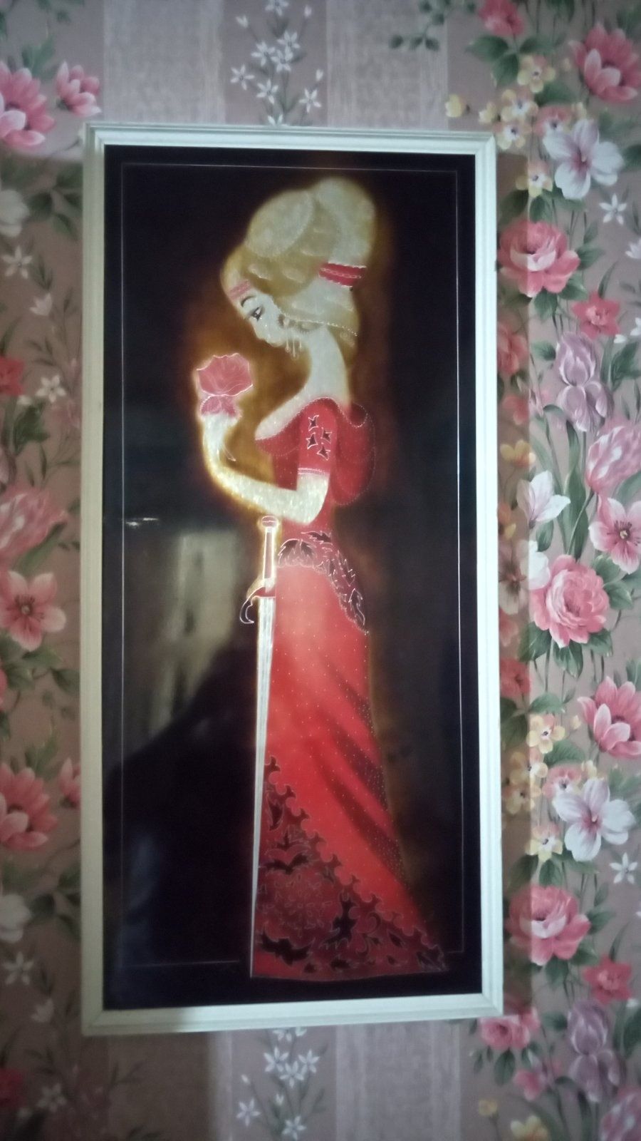 Винтажная  Картина  гравюра на метале рамка дерево.времен СССР