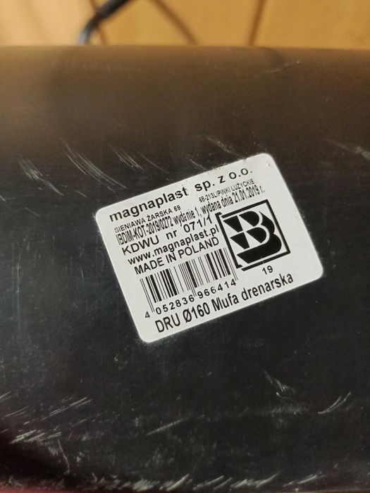 Mufa, łącznik PVC drenarski fi 160