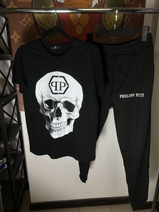 MEGA SALE -50% Мужской костюм Philipp Plein черная футболка/штаны люкс