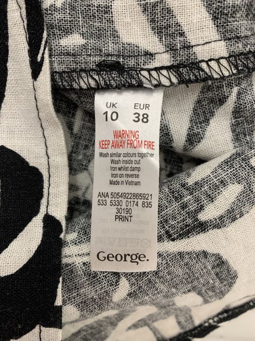 Sukienka czarno biała wzor lisci tropikalny na lato len wiskoza 36 38