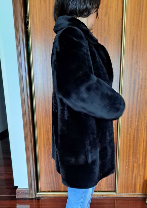 Casaco mouton pele preto, como novo