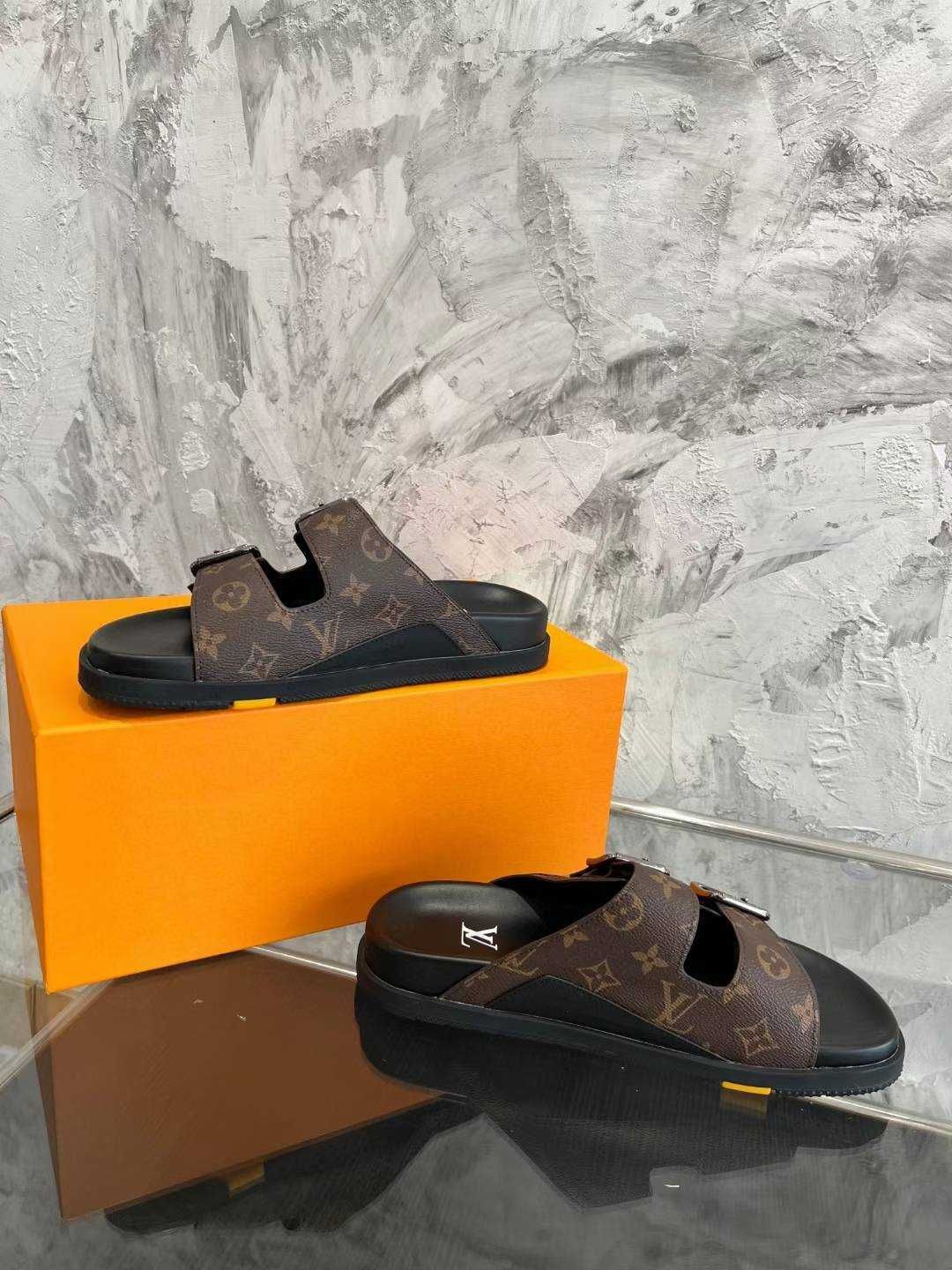 Louis Vuitton Buty, sandaly klapki, skora 180217