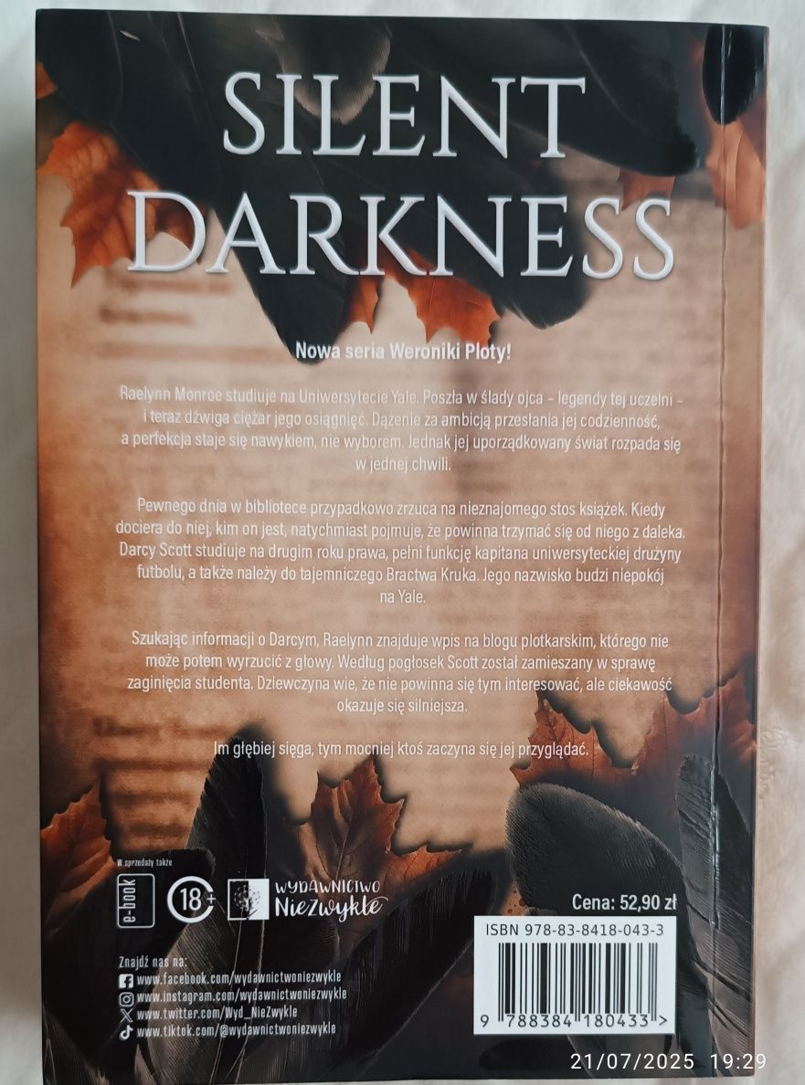 Książka Weronika Plota Silent Darkness Stan bdb