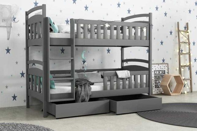 Łóżko piętrowe dla 2 dzieci i młodzieży 190x80 materace w zestawie!