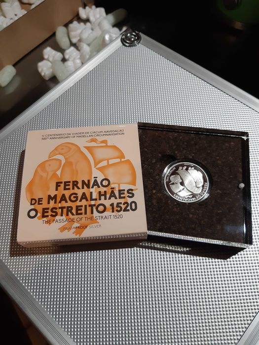 coleção 4 moedas prata proof V Cent. Circum-Navegação, F. Magalhães