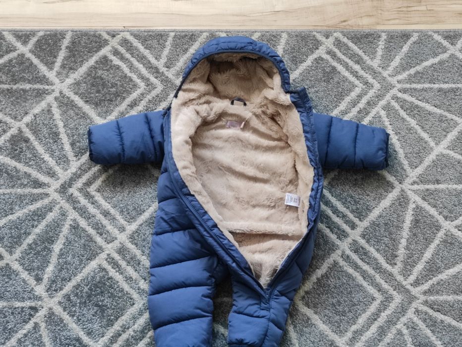 Super Kombinezon blue zimowy pikowany miś na 0-3m r.62 Wysyłka olx
