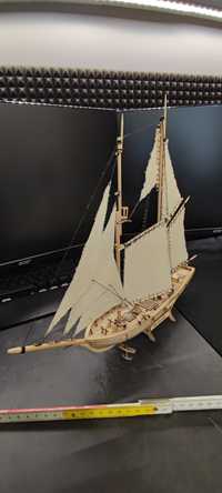 Model statku drewniany ozdoba własnoręcznie wykonany