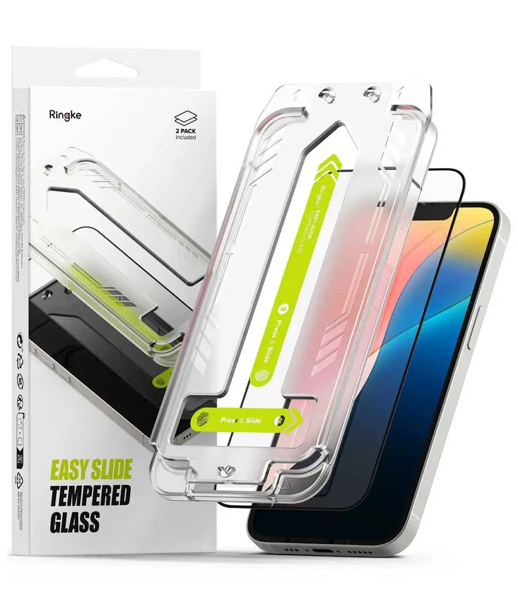 Защитное стекло Ringke Easy Slide 2-Pack iPhone 16e/14/13 Pro/13 Black