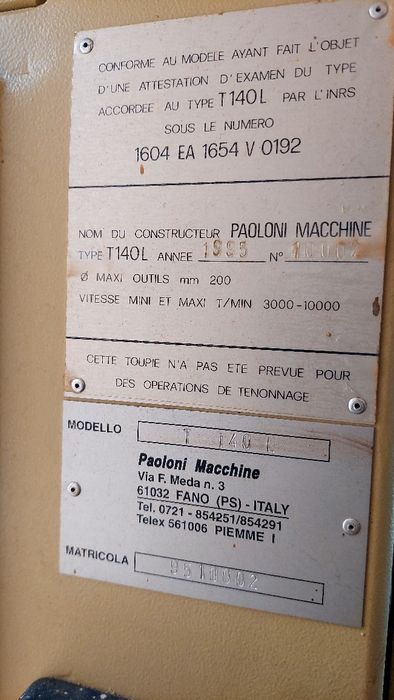 Frezarka dolnowrzecionowa Paoloni