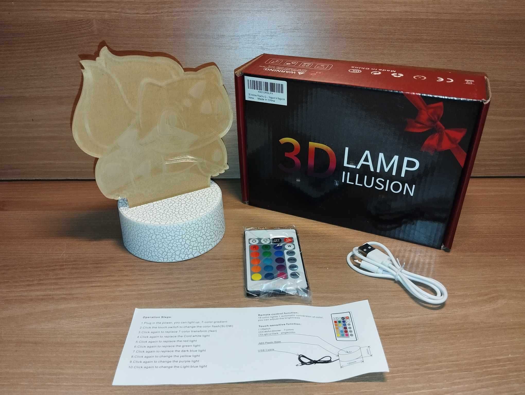 Lampka - Lampa LED RGB 3D - Bulbasaur - Pokemon