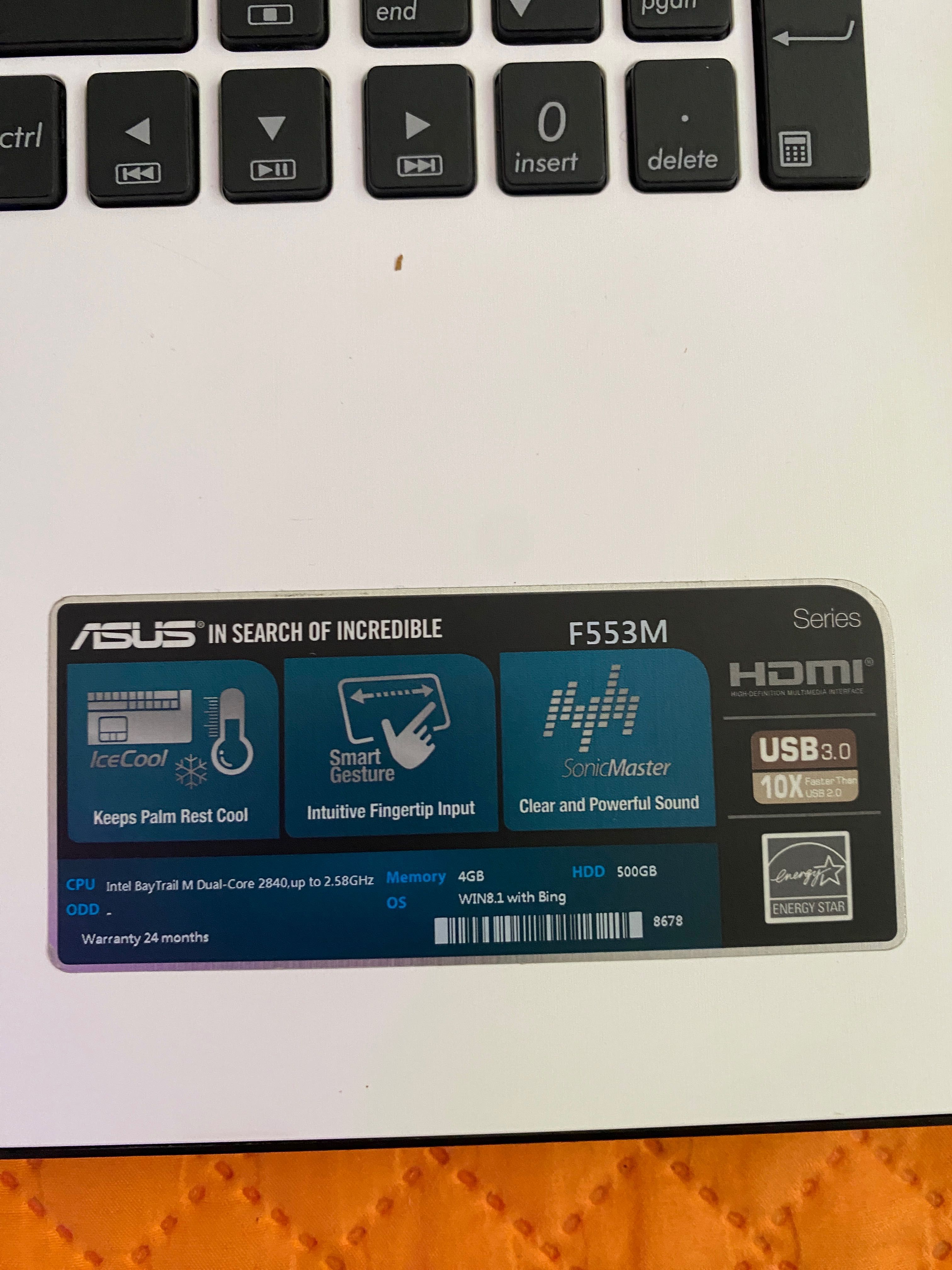 Portátil Asus 500gb