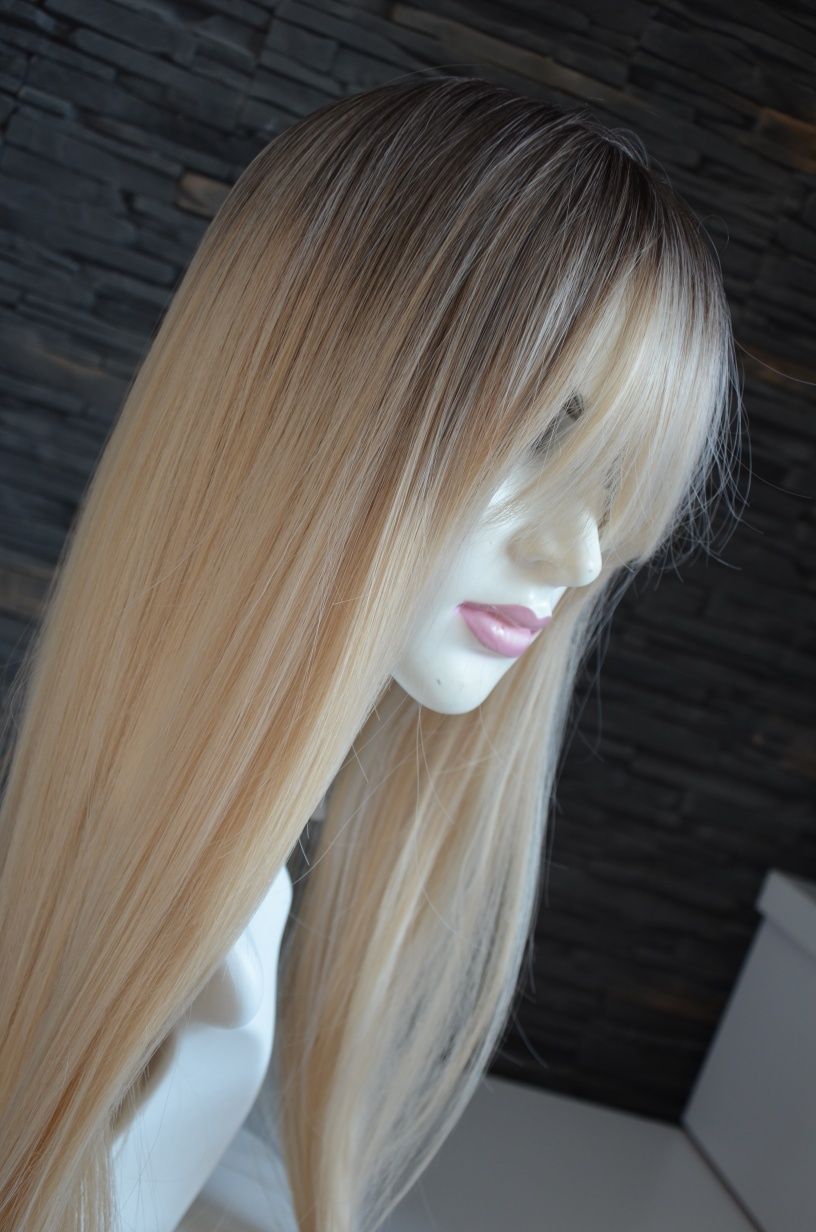 Peruka jasny blond długie gęste włosy NOWA