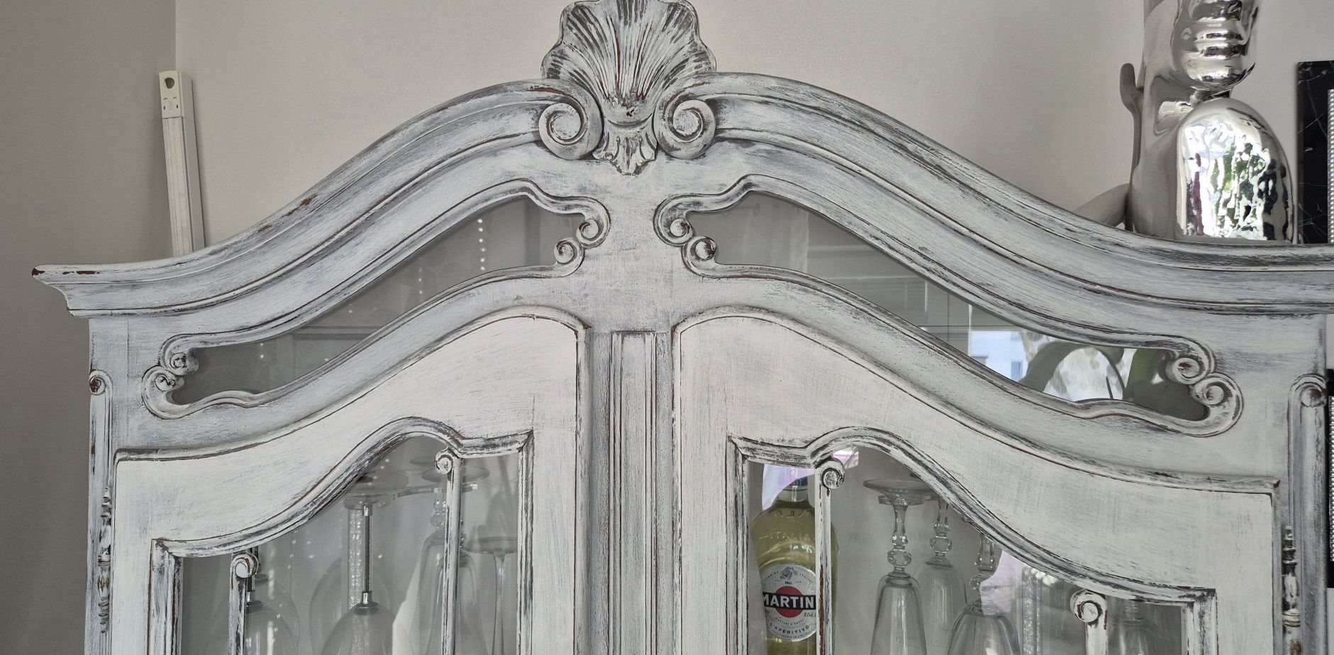 Witryna biblioteka serwantka odnowiona ludwik glamour home shabby chic