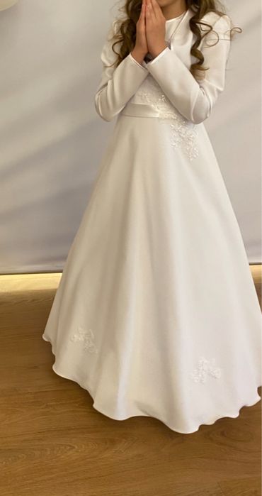 Sukienka komunijna 128 134 wianek bolerko