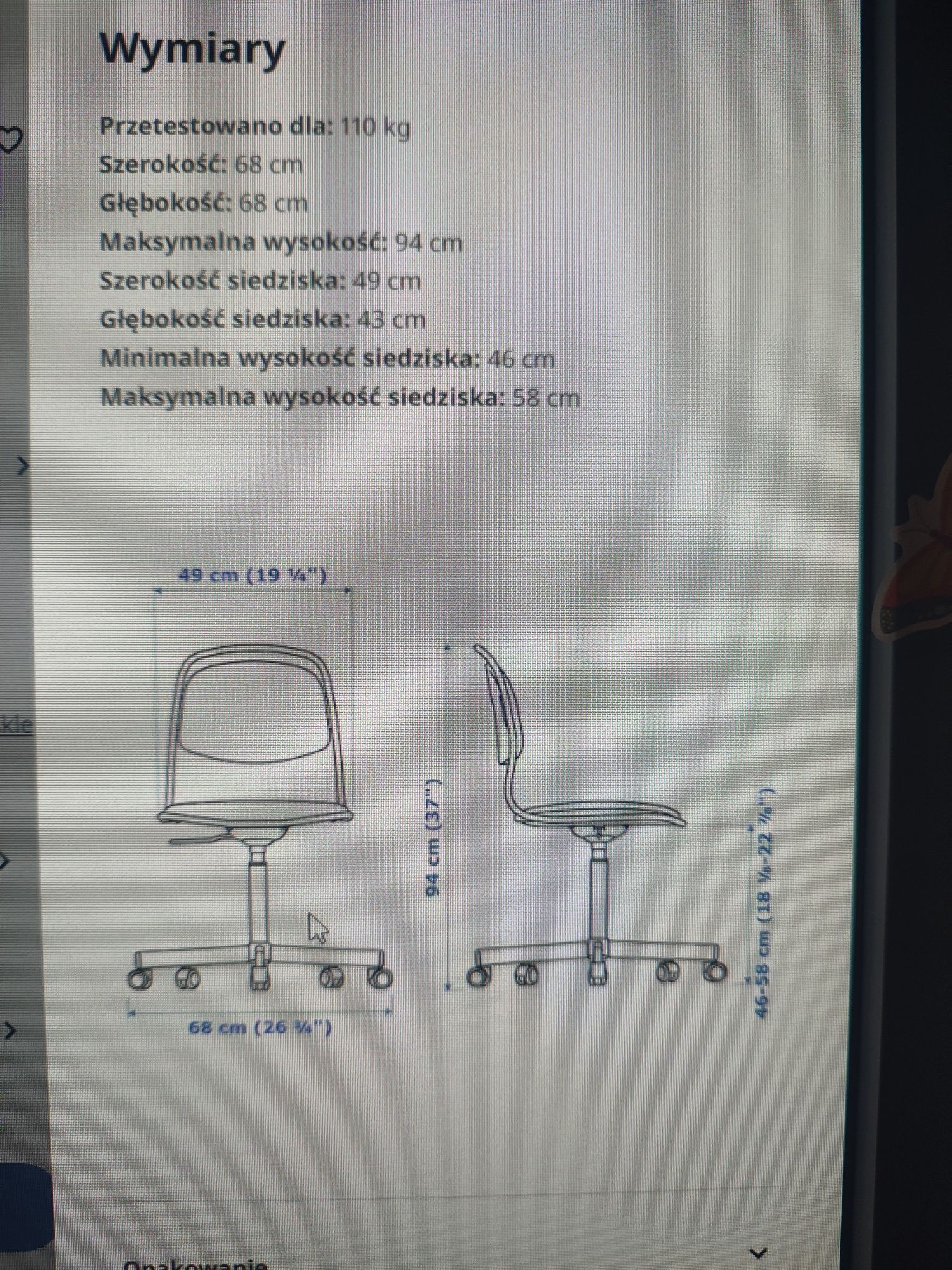 Krzesło obrotowe na kółkach IKEA Örfjäll jasnoszary