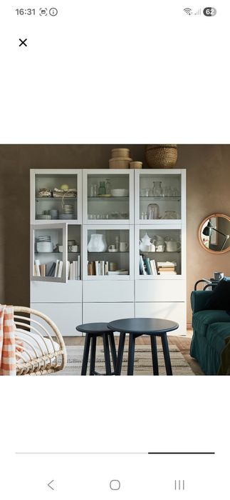 Drzwi do szafki Besta Ikea SINDVIK 60x64 2 szt szklane, białe