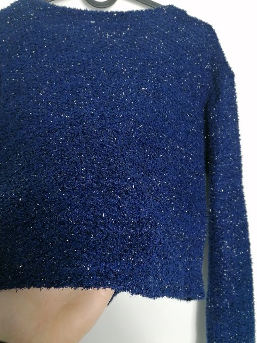 H&M granatowy sweter błyszczącą nić