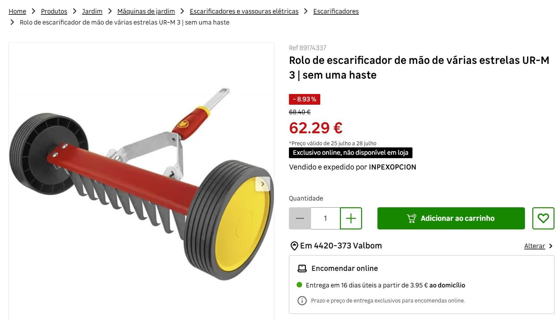 ESCARIFICADOR Rolo de mão marca Wolf com CABO como novo