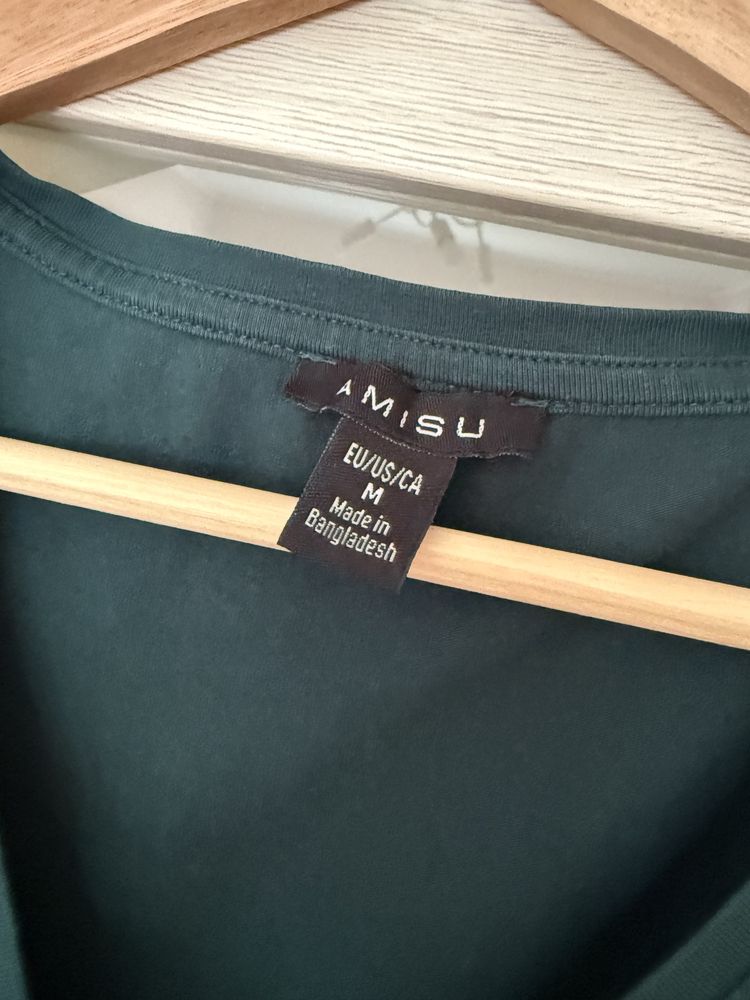 Koszulka TShirt Amisu slim fit M butelkowa zieleń zielona