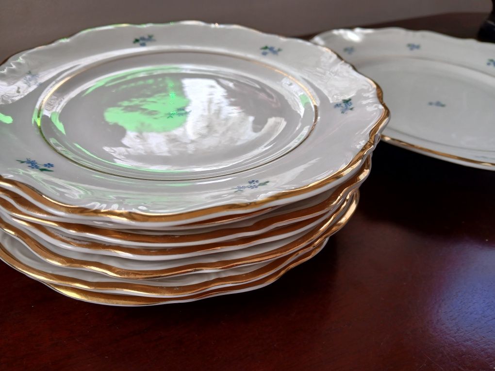 PRL komplet deserowy Wałbrzych 6 plus 1 Stara piękna porcelana
