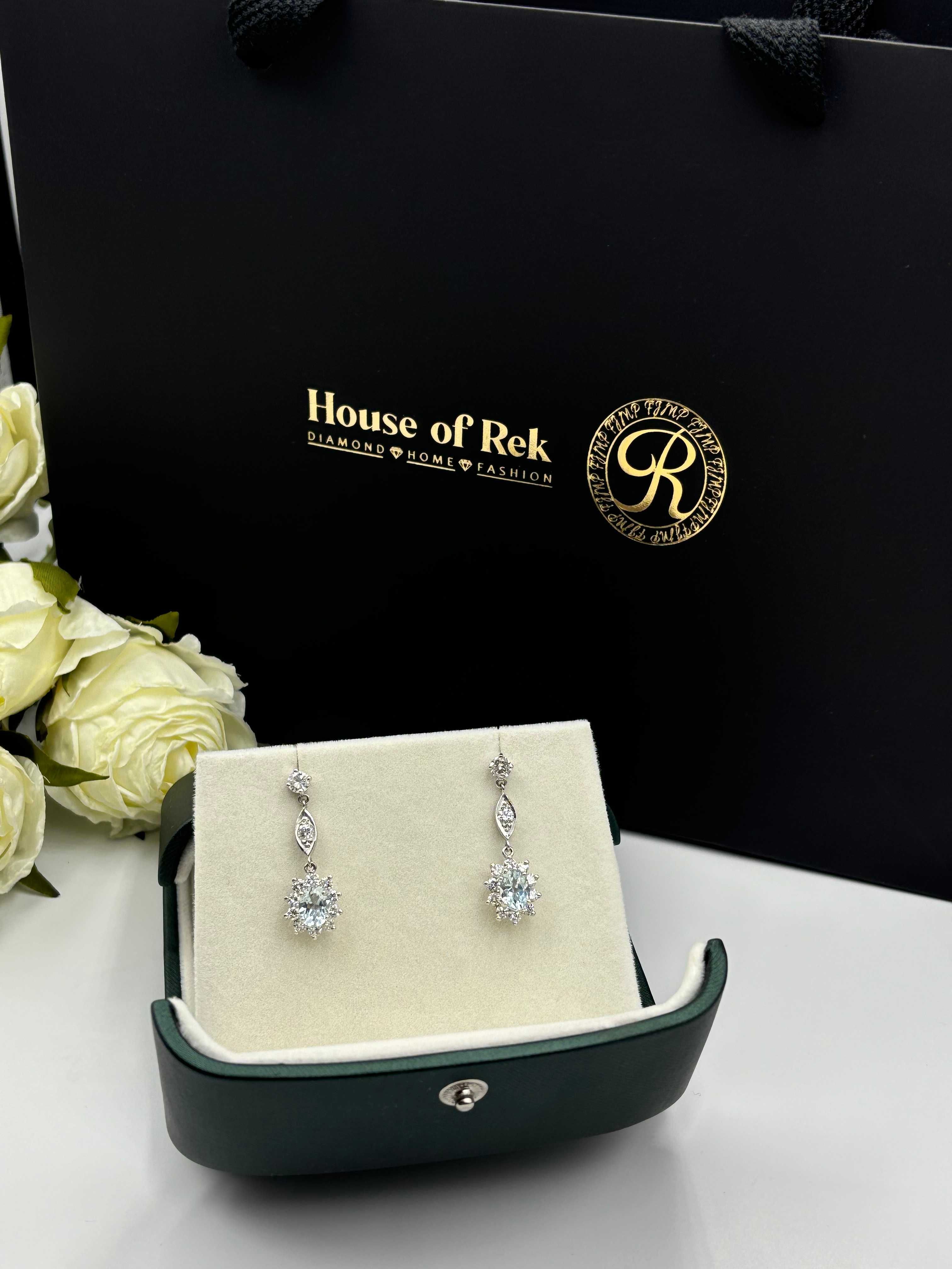 Kolczyki z brylantami 2,46ct i akwamaryny 2,25ct naturalne diamenty