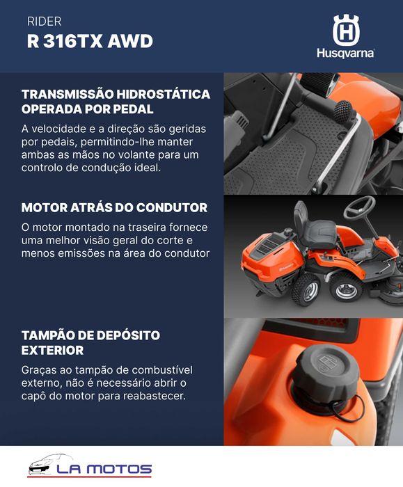 Rider corta relvas R316TX AWD