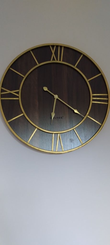 Duży zegar brąz i złoto
