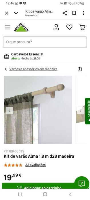 Varão cortinado novo