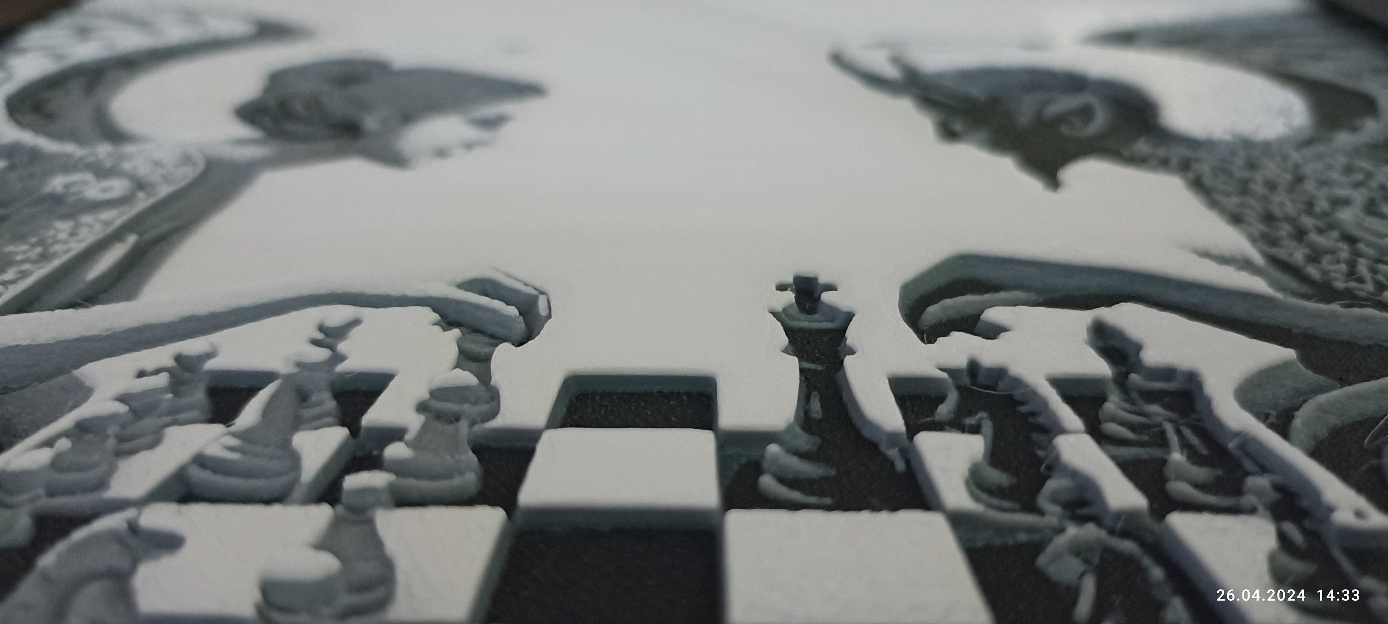Anioł i diabeł grający w szachy Obrazek Dekoracja na ścianę Druk 3D