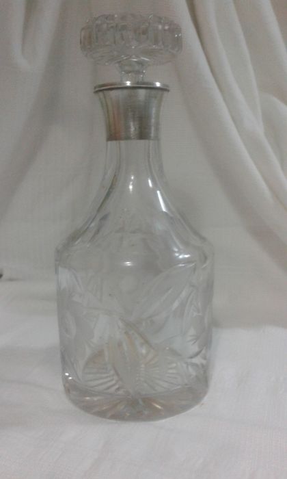 Garrafa/Licoreiro cristal e prata