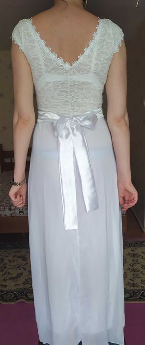 Мереживне біле плаття в підлогу, весільне, вечірнє, випускне, літнє