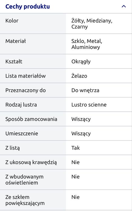 Lustro 50 cm na stół