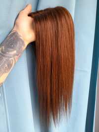 Topper 100% naturalny włos rudość brąz