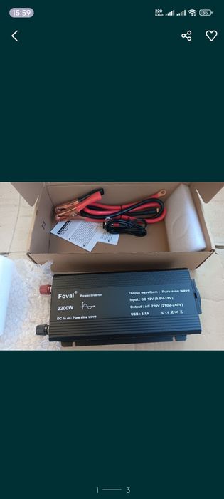 Інвертор перетворювач FOVAL 12-220V 2200W Чистий синус перетворювач 12