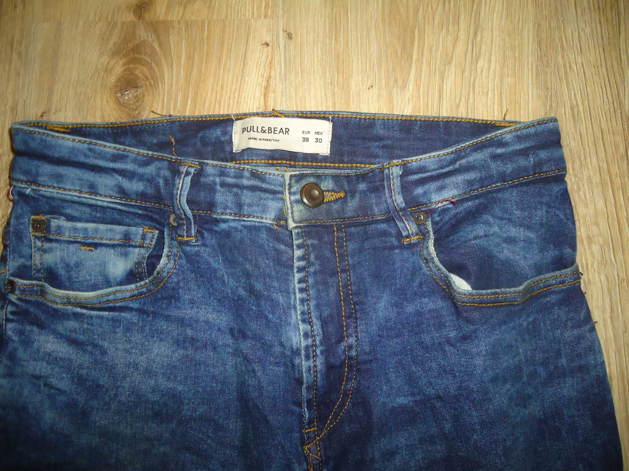 Pull&Bear Spodnie Jeansy z przetarciami Skinny Wysoki Stan Roz 38/30