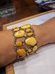 Pulseira de Prata 925 e Âmbar "Gema de Ovo"