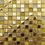 4 Arkusze MOZAIKA Szklana Złota Gold Dubaj 30x30cm 6mm