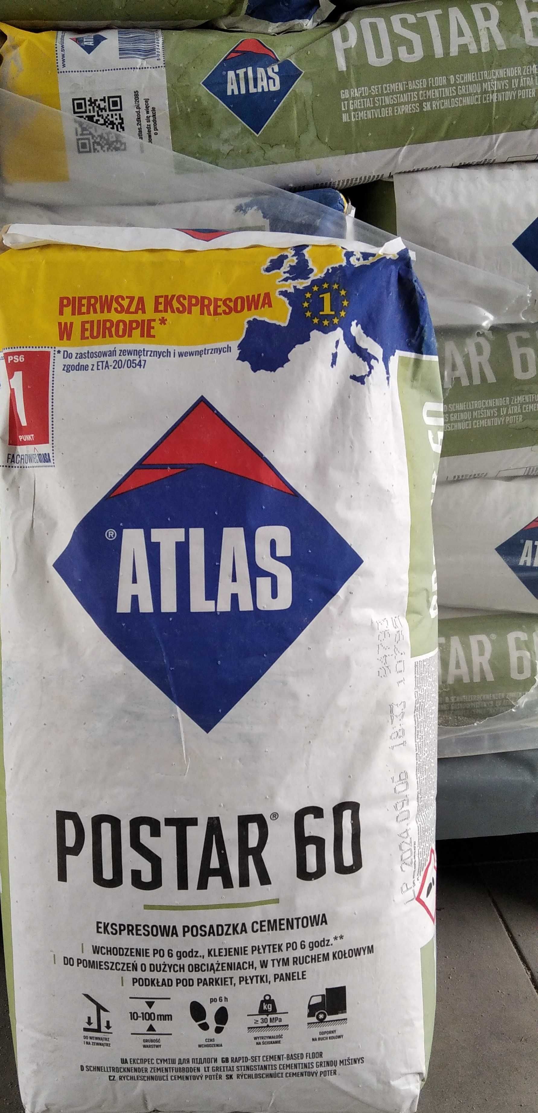 Atlas POSTAR 60 Ekspresowa Posadzka cementowa 25 kg (10-100mm) 6godzin