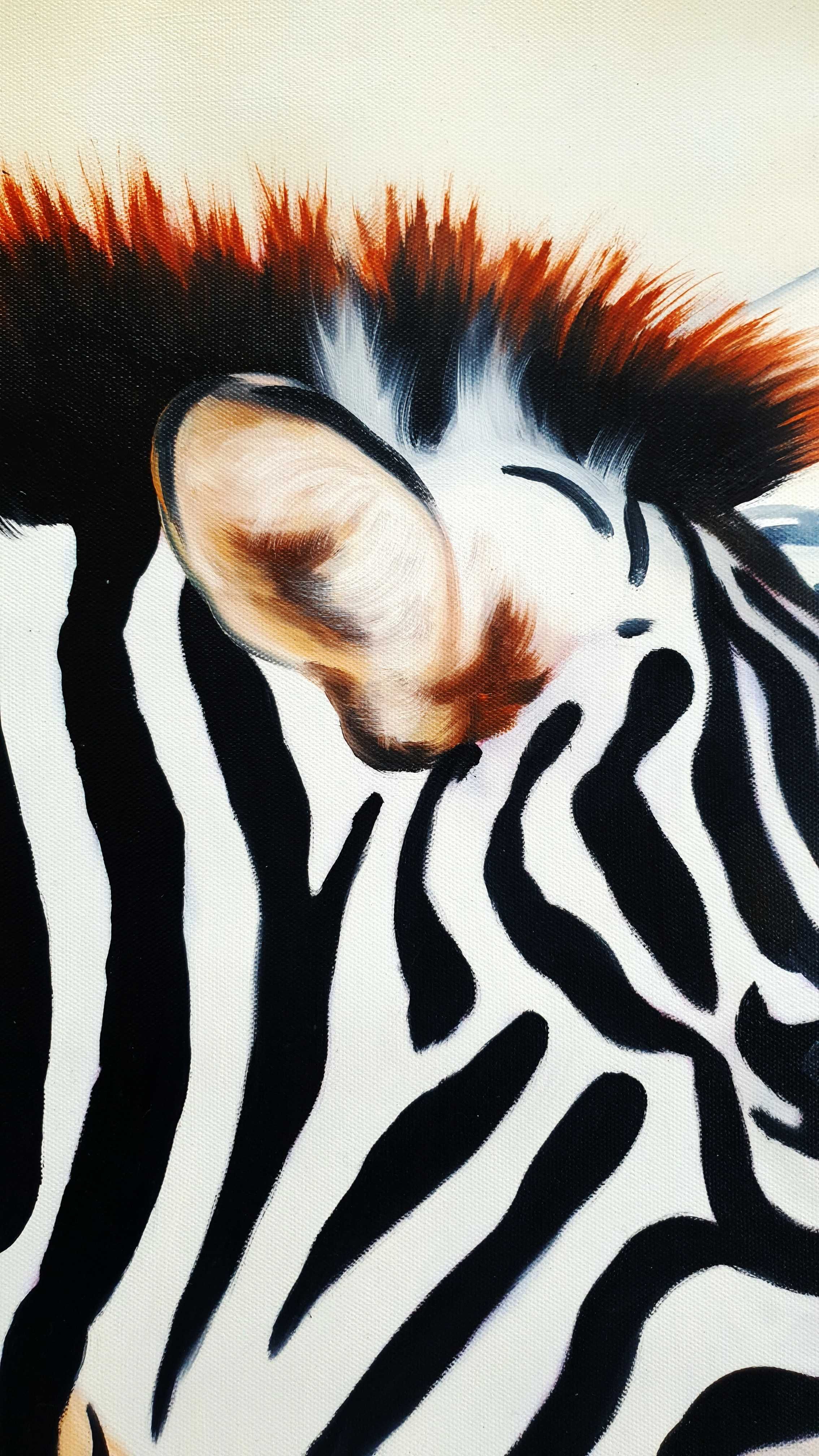 Pintura original em canvas de rebanho Zebra conjunto de cinco painéis