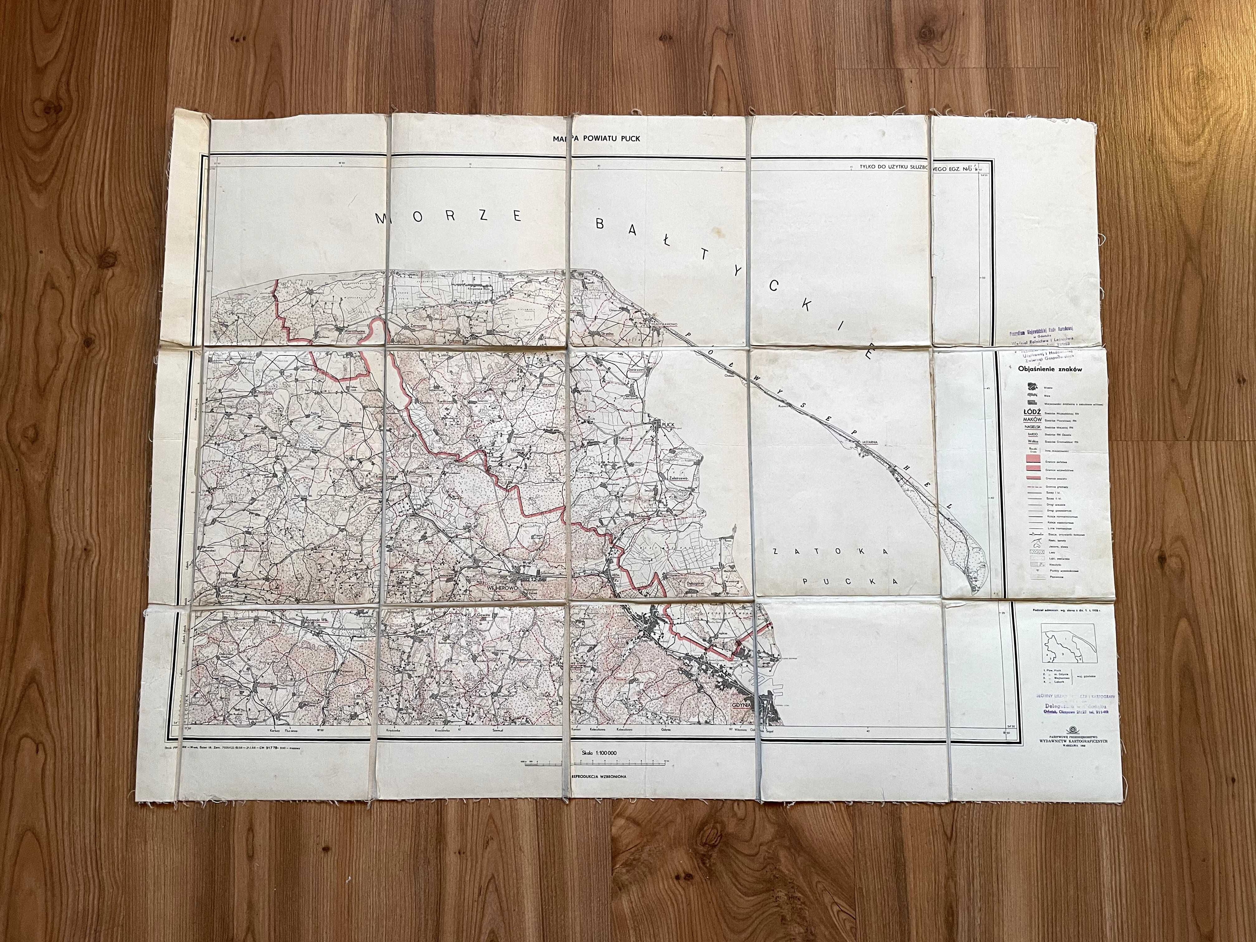 Zestaw starych map - Poufne - Gdańsk / Malbork / Puck / Tczew - 1968