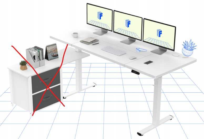 Biurko FLEXISPOT 73 cm x 160 cm x 70 cm biały brak szafki!