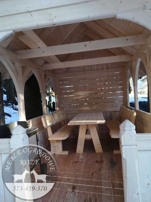 NOWY CENNIK Meble ogrodowe drewniane góralskie. Lite drewno ławka stół