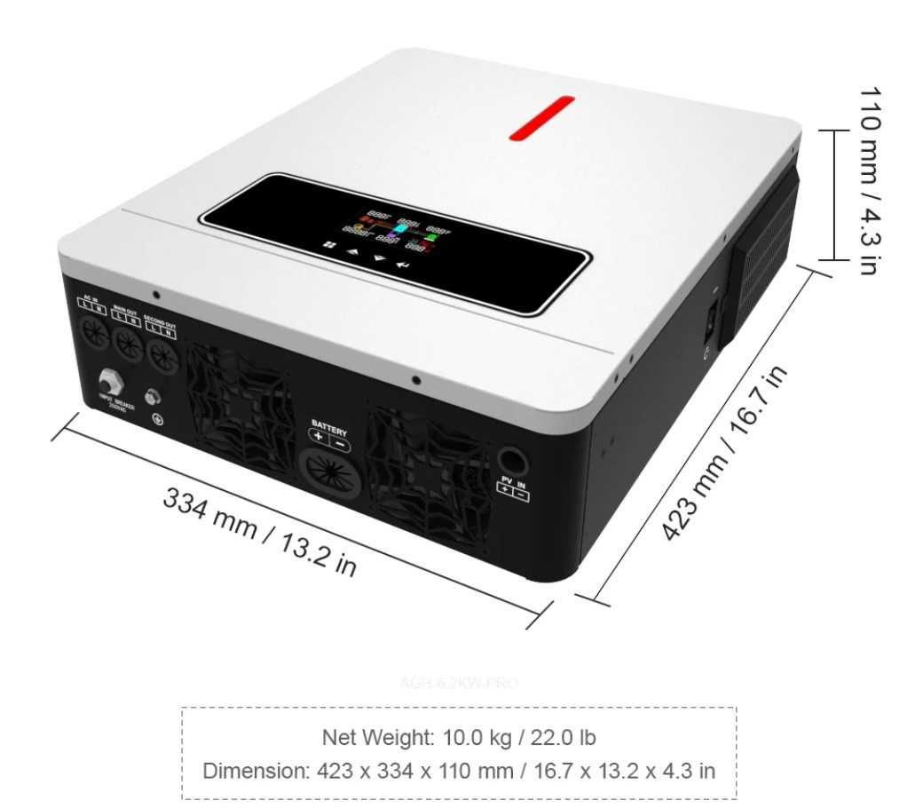 Гибридный Инвертор DAXTROMN 48V 6.2KW 6200W Заряд 120A LiFePO4