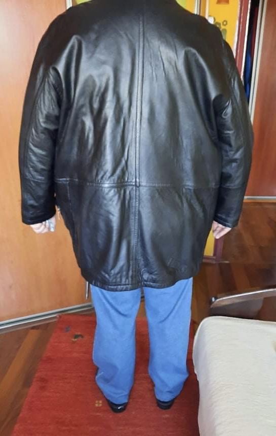 Męska czarna skórzana kurtka ocieplana zimowa Giorgio XXL