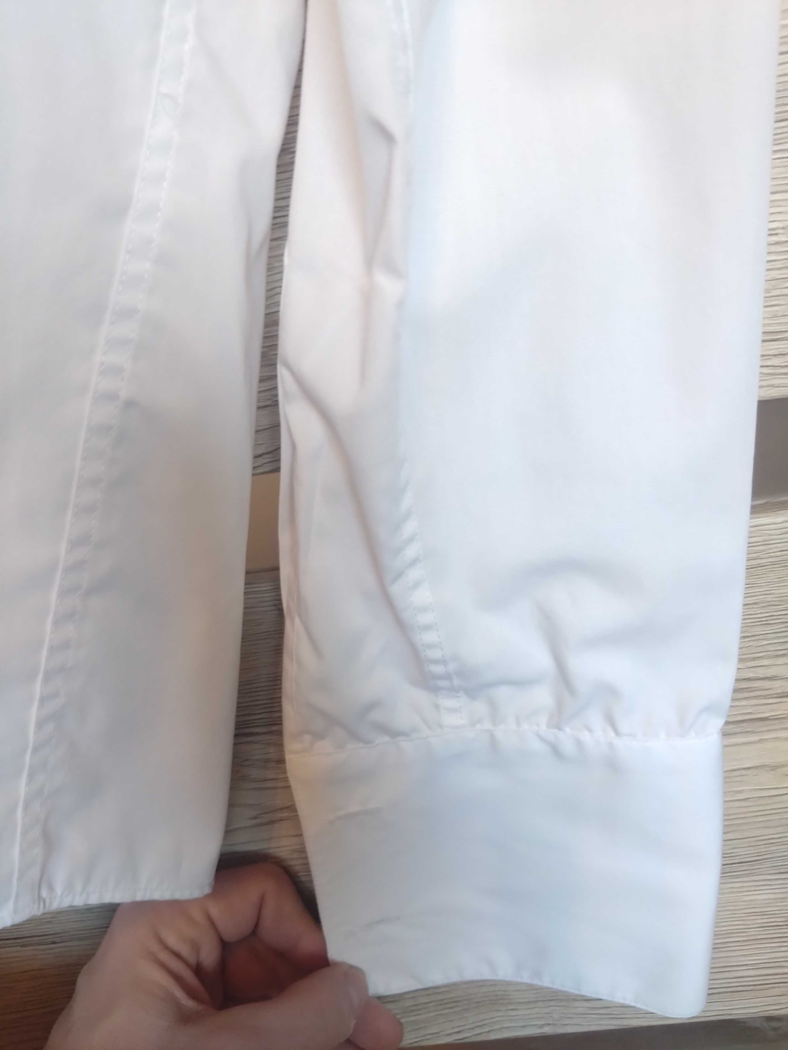 Koszula Comen 176/182 40 biała z plisami na spinki do ślubu