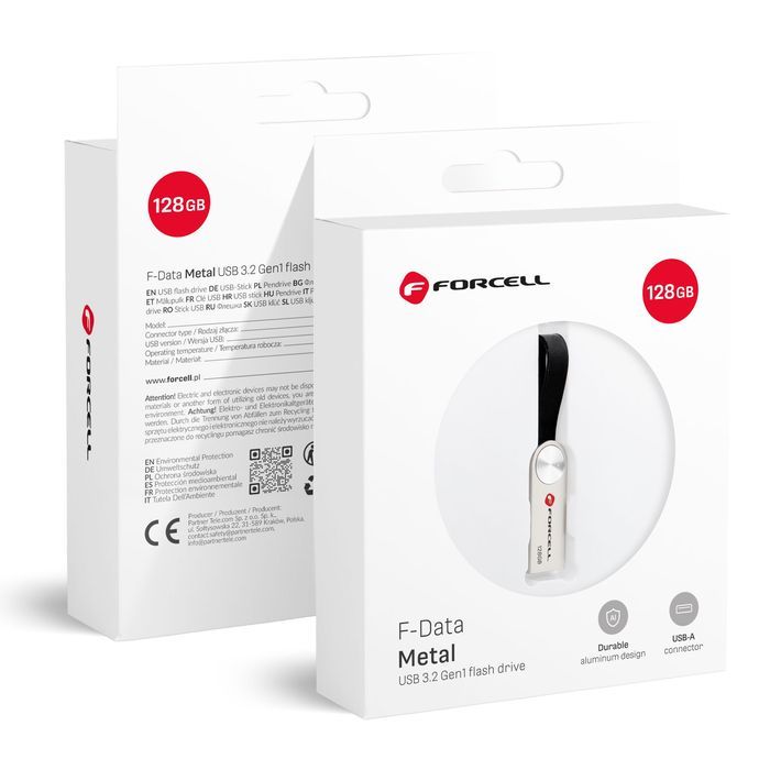 Pendrive 128GB USB 3.2 Gen 1 (USB A) Forcell F-Data Metal srebrny